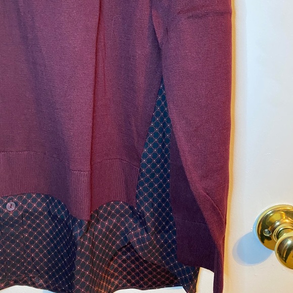NWT Loft maroon mixed media sweater w navy line XL - Picture 6 of 13
